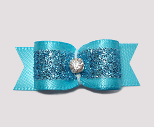 #2390- 5/8" Dog Bow- Gorgeous Glitter, Electric Blue, Rhinestone