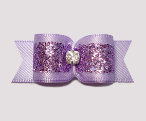 #2393 - 5/8" Dog Bow - Gorgeous Glitter, Lavender, Rhinestone
