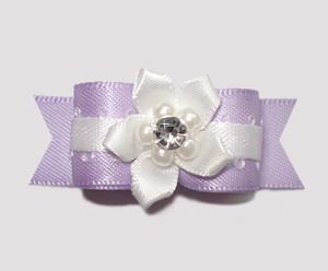 #2428 - 5/8" Dog Bow - Sweet Lavender & White, Gem Florette