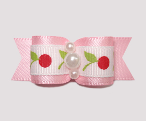 #2432 - 5/8" Dog Bow - Pink on Pink, Sweet Cherries