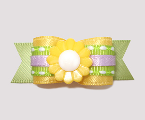 #2434 - 5/8" Dog Bow - Pretty Spring Flower, Yellow/Green