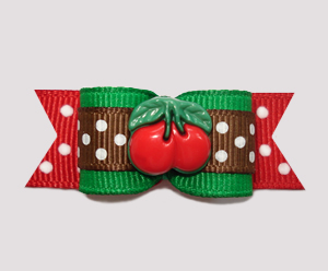 #2449 - 5/8" Dog Bow - Sweet Dots, Very Cherry