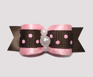 #2453 - 5/8" Dog Bow - Sweet Chocolate and Strawberry Dots