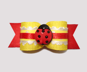 #2455 - 5/8" Dog Bow - Country Cottage Ladybug, Red/Yellow