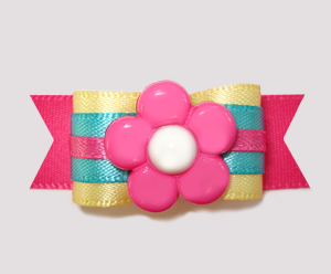 #2463 - 5/8" Dog Bow - Sweet Summer Brights, Pink Flower