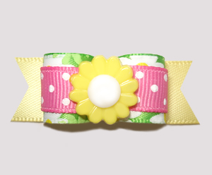 #2484 - 5/8" Dog Bow - Summertime Floral, Pink/Green/Yellow