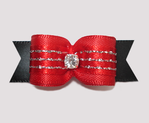 #2502 - 5/8" Dog Bow - Classic Red/Black with a Hint of Glitz