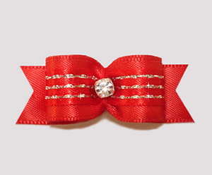 #2509 - 5/8" Dog Bow - Classic Red & Silver Sparkle