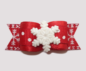 #2513 - 5/8" Dog Bow - Wonderful Winter Snowflake, Let It Snow!