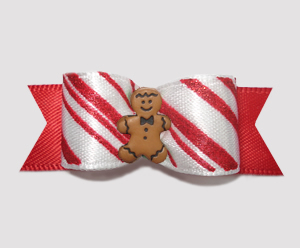 #2524 - 5/8" Dog Bow - Candy Cane Gingerbread Delight