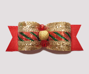 #2536 - 5/8" Dog Bow - Classic Holidays, Gold Stardust