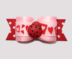 #2541 - 5/8" Dog Bow - Sweetheart Pink/Red, My Little Love Bug