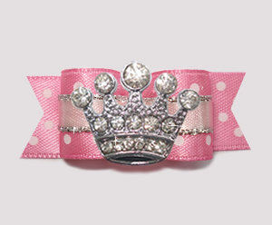#2598 - 5/8" Dog Bow- Little Sugar Princess w/Silver, Crown