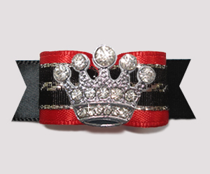 #2600 - 5/8" Dog Bow - Classic Red/Black with Glitz, Crown