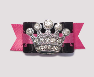 #2602 - 5/8" Dog Bow - Dramatic Diva, Hot Pink & Black, Crown