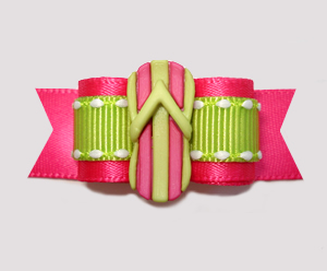 #2642 - 5/8" Dog Bow - Hot Summer Day Flip Flop, Hot Pink/Green