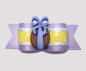 #2700 - 5/8" Dog Bow - Easter Egg Ruffle, Yellow/Lavender