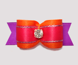 #2706 - 5/8" Dog Bow - Beautiful Brights, Orange/Pink/Orchid