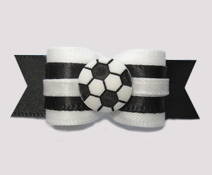 #2718 - 5/8" Dog Bow - Classic Black and White, Soccer Ball