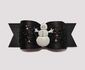 #2730 - 5/8" Dog Bow - Gorgeous Glitter, Classic Black, Snowman
