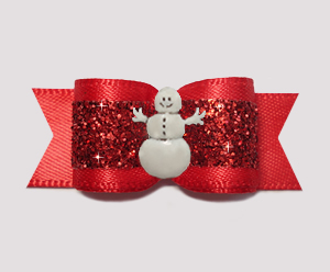 #2731 - 5/8" Dog Bow - Gorgeous Glitter, Classic Red, Snowman