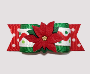 #2743 - 5/8" Dog Bow - Fun & Festive Christmas Poinsettia