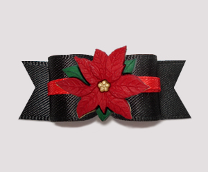 #2744- 5/8" Dog Bow - Classic Black with Red Lining, Poinsettia