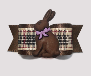 #2759- 5/8" Dog Bow- Designer Plaid, Rich Brown, Chocolate Bunny