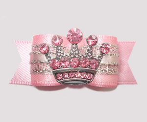 #2792 - 5/8" Dog Bow- Gorgeous Pink Princess Sparkle, Pink Crown