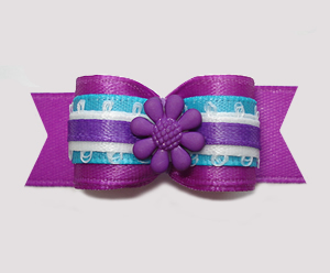 #2801 - 5/8" Dog Bow - Vibrant Purple/Electric Blue, Flower