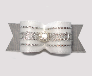#2846 - 5/8" Dog Bow- Gorgeous Sparkle, White/Silver, Rhinestone
