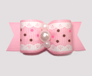 #2881 - 5/8" Dog Bow - Ruffles 'n Dots, Soft Pink