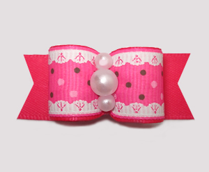 #2886 - 5/8" Dog Bow - Ruffles 'n Dots, Hot Pink
