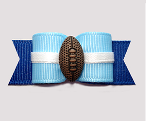 #2902 - 5/8" Dog Bow - Football, Light Blue/Dark Blue
