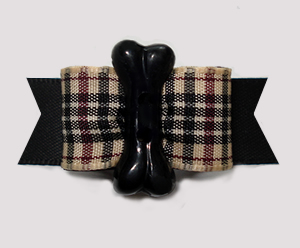 #2948 - 5/8" Dog Bow - Designer Plaid w/Classic Black, Bone