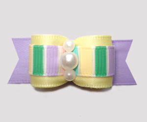#2952 - 5/8" Dog Bow - Pretty Spring Pastels, Yellow/Lavender