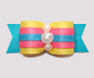 2938- 5/8 Dog Bow- Cotton Candy Pink/Blue - Choose Your Letter