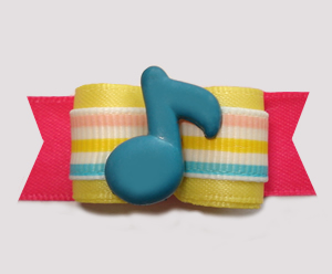 #2972 - 5/8" Dog Bow - Jazzy Blues, Music Note, Yellow/Pink/Blue