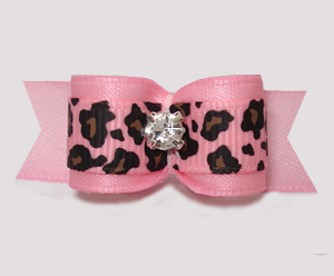 #2983 - 5/8" Dog Bow- Ooo-la-la, Perfect Pink with Leopard Print