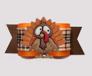 #3009 - 5/8" Dog Bow - Thanksgiving Turkey, Chic Designer Plaid