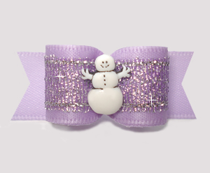 #3023 - 5/8" Dog Bow - Lovely Lavender, Winter Shimmer, Snowman