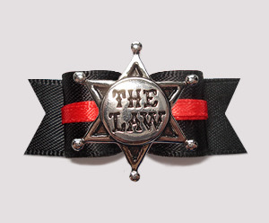 #3033 - 5/8" Dog Bow - Black/Red, Sheriff's "The Law" Star