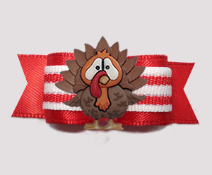 #3044 - 5/8" Dog Bow - Christmas Turkey, Candy Cane Stripes