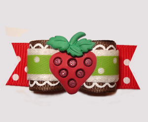 #3102 - 5/8" Dog Bow - Sweet As Strawberries, Red/Green