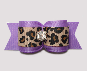 #3111 - 5/8" Dog Bow - Ooo-la-la, Pretty Purple w/Leopard Print