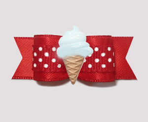 #3137 - 5/8" Dog Bow - Sweet Vanilla Ice Cream Cone, Red/White