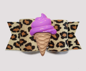 #3158 - 5/8" Dog Bow - Hot Leopard Print, Cool Ice Cream