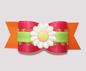 #3185 - 5/8" Dog Bow - Delightful Daisy, Hot Pink/Orange/Lime #3185 - 5/8" Dog Bow - Delightful Daisy, Hot Pink/Orange/Lime