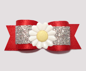 #3186 - 5/8" Dog Bow - Dazzling Daisy, Red/Silver Glitter #3186 - 5/8" Dog Bow - Dazzling Daisy, Red/Silver Glitter