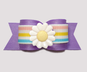 #3187 - 5/8" Dog Bow - Pretty Purple w/Pastel Stripes, Daisy #3187 - 5/8" Dog Bow - Pretty Purple w/Pastel Stripes, Daisy